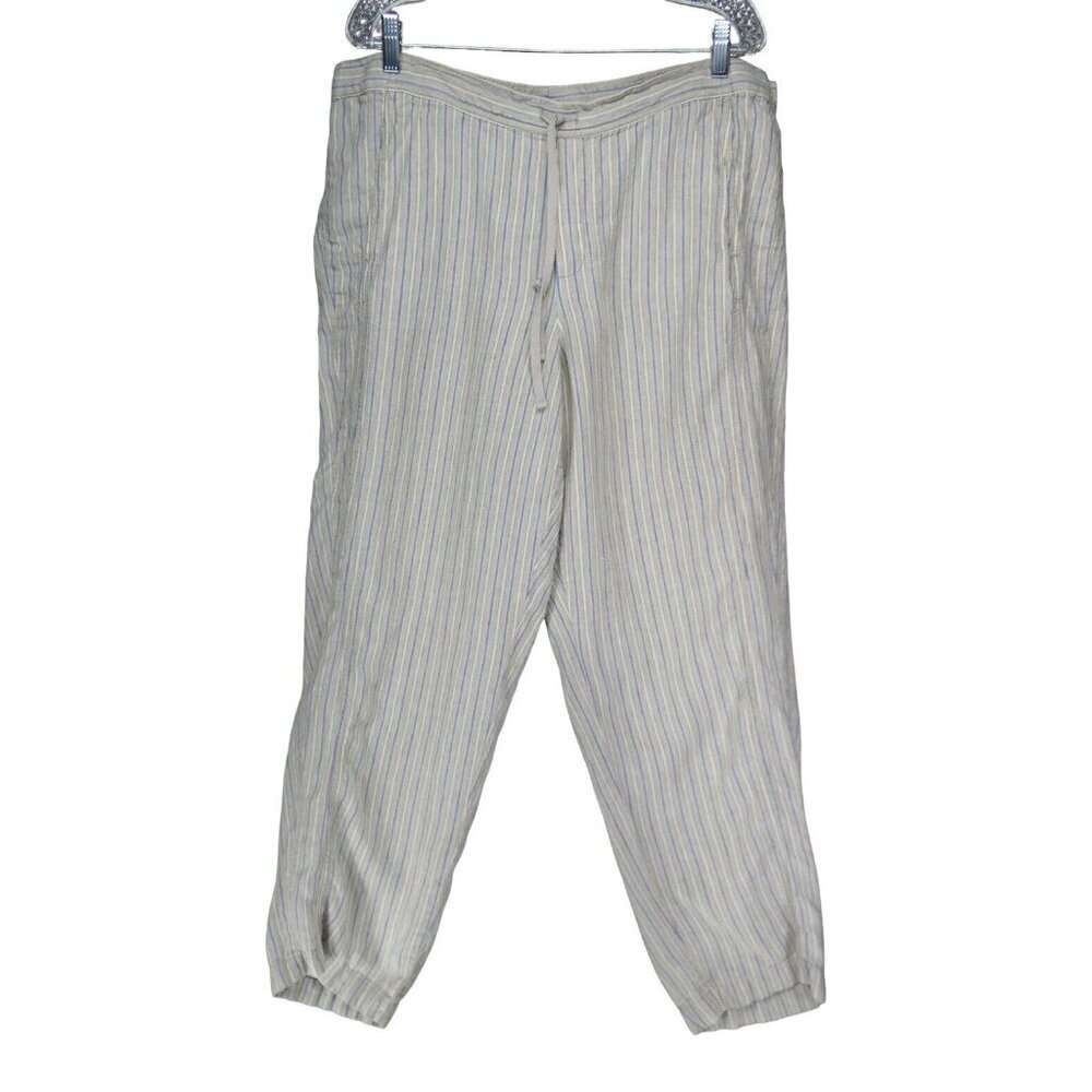 J Jill Love Linen Pull on Pants Size XL Straight Leg Drawstring Pockets‎ Boho